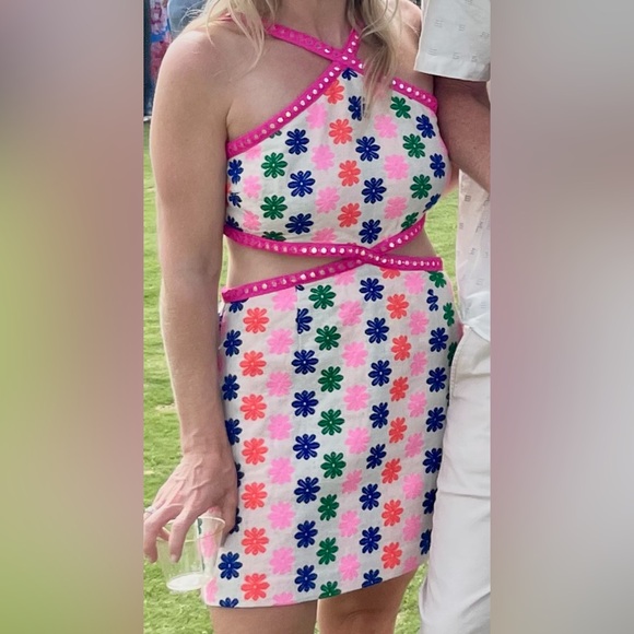 Saylor Marta Mini Cutout Embroidered Mirror Embellished Dress Size XS - Picture 5 of 8